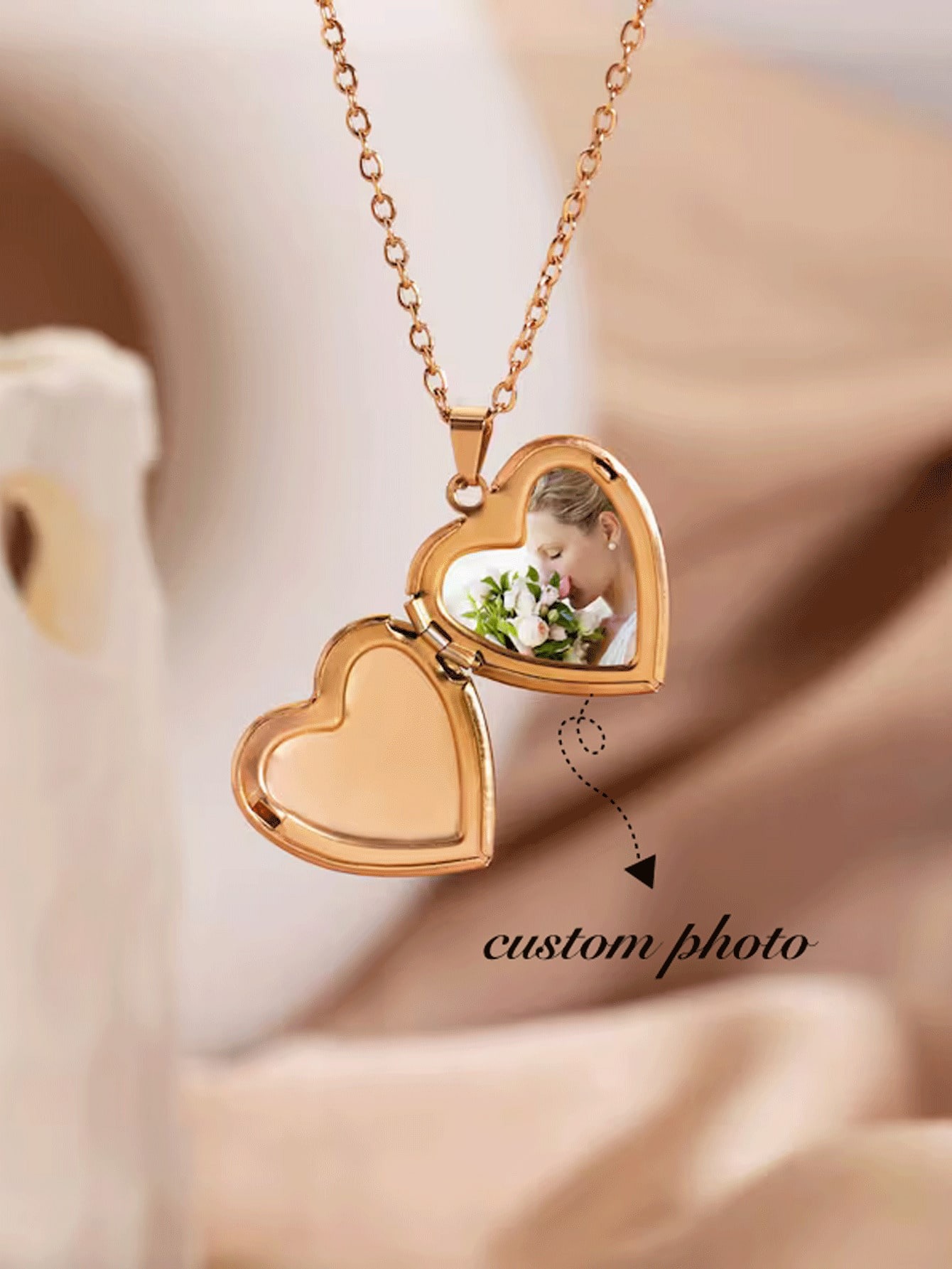 Custom Heart Photo Locket Necklace